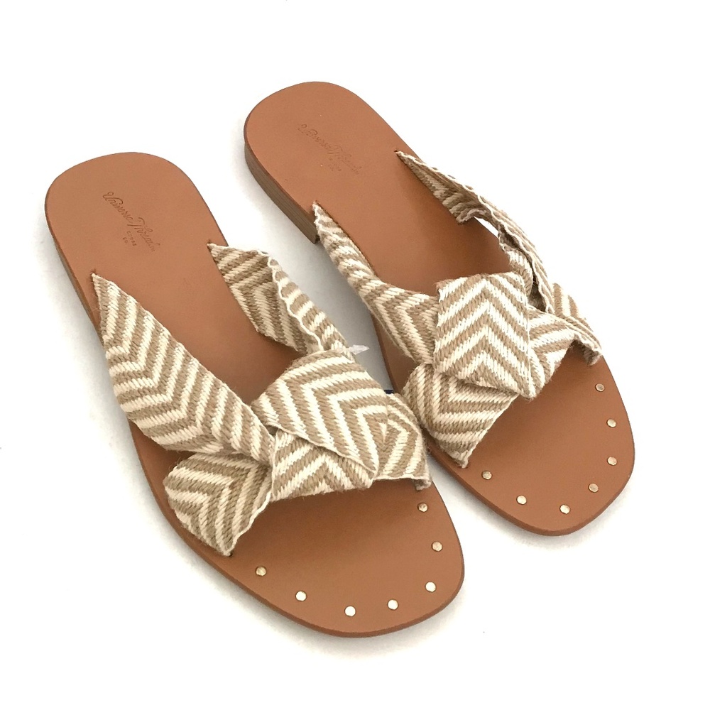 UNIVERSAL THREAD Boho Slide Sandals Knot Tie Woven Tan Women’s Size 7.5